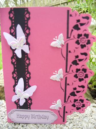 Border Edge Card 17 with Flower by Kathleen Francis