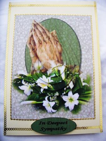 Praying Hands and Lilies Sympathy Teardrop Pyramid by Kathleen Francis