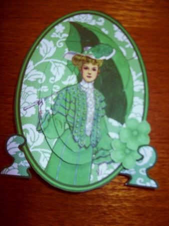 Vintage Beauty Cameo , Wearing a Gorgeous Green Dress Plate Card Kit by Kathleen Francis