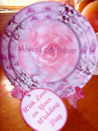 Pink Rose Wedding Plate by Kathleen Francis