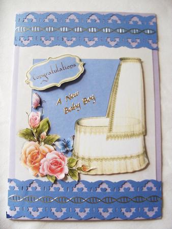 Beautiful 'congratulations' Baby Boy Card Topper by Kathleen Francis