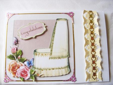 Beautiful 'congratulations' Baby Girl Card Topper by Kathleen Francis