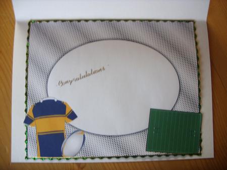 Rugby Fan Blue and Yellow Insert by Kathleen Francis