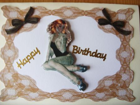 Beige Denim Jeans Girl Card Front 2 by Kathleen Francis