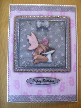 Tired Fairy Quick Card Front with Decoupage by Kathleen Francis