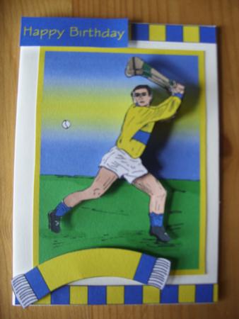 Hurler 2 (yellow & Blue) - Decoupage by Kathleen Francis
