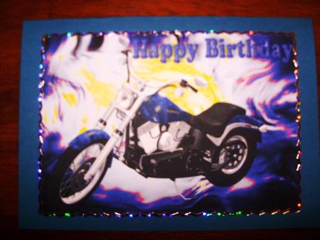 Blue Motor Bike on Abstract A4 by Kathleen Francis