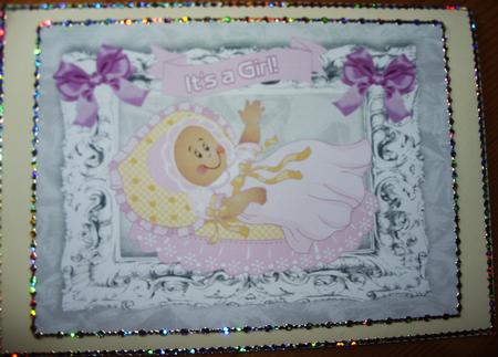 Baby Girl with Bonnet in Silver Frame A4 by Kathleen Francis