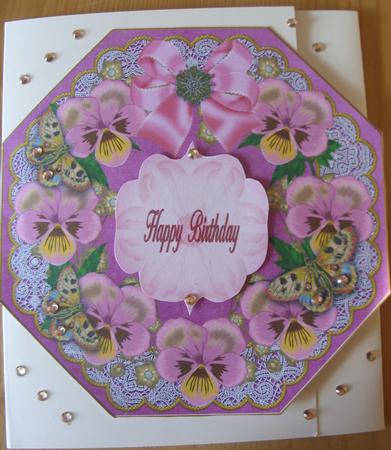 Pink Pansy Cerise Lace Octagon 8inch Picture Sheet by Kathleen Francis