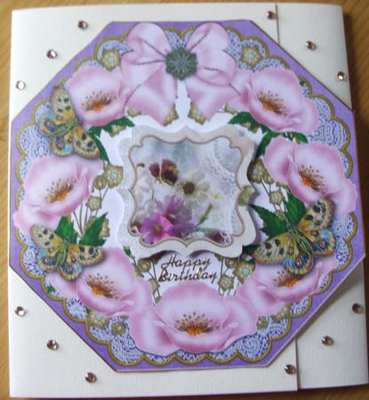 Pink Poppy Purple Lace Octagon 8inch Frame Sheet by Kathleen Francis