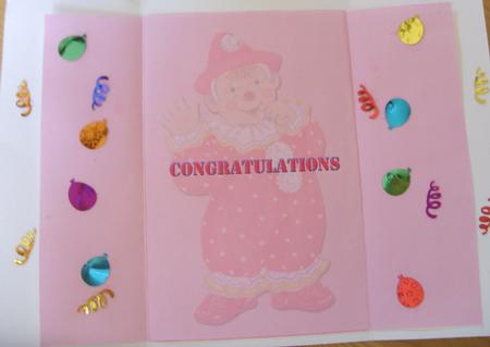 Jolly the Clown Gatefold New Baby - Insert Pink by Kathleen Francis