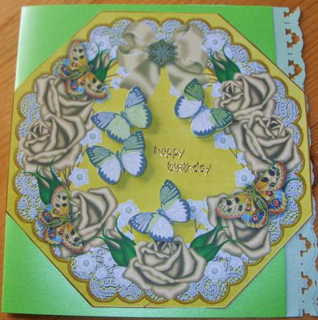 Coffee Roses Lemon Lace Octagon 8inch Picture Sheet by Kathleen Francis
