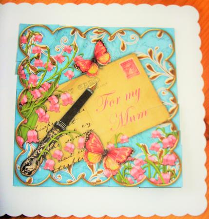 P Lily of the Valley Teal for My Mum 6in Duo Corner Stacker by Kathleen Francis