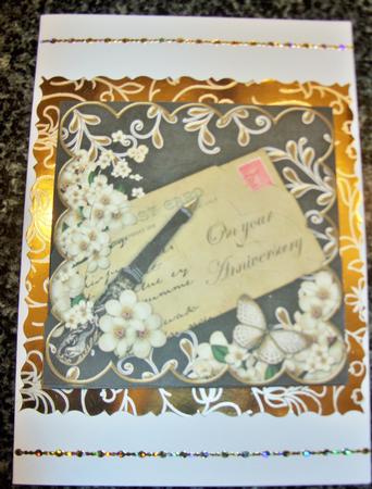 Cream Blossom Black Anniversary 5in Scallop Bottom Stacker by Kathleen Francis