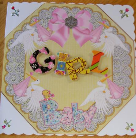 Baby Girl Lemon Lace Octagon 8inch Picture Sheet by Kathleen Francis