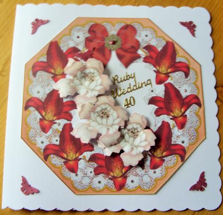 Deep Red Lily2 Orange Lace Octagon 8in Frame Picture Sheet by Kathleen Francis
