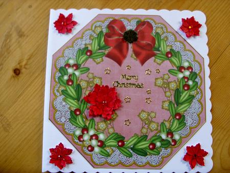 Mistletoe Gold Pink Lace Octagon 8inch Picture Sheet by Kathleen Francis