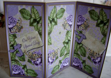 Purple Roses Special Day Quick Tri-fold Card by Kathleen Francis