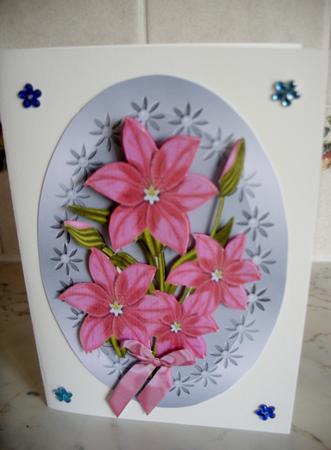 Pretty Pink Flowers with Bow by Kathleen Francis