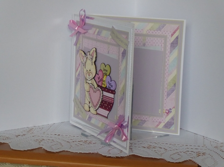 Rabbit and a cup full of love hearts by Kathleen Peace