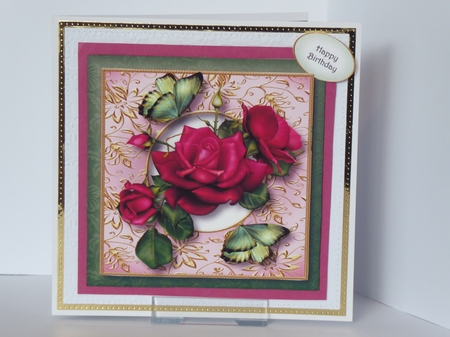 Square Gilded Frame - Celebration Roses by Kathleen Peace