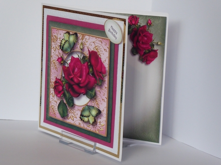 Square Gilded Frame - Celebration Roses by Kathleen Peace