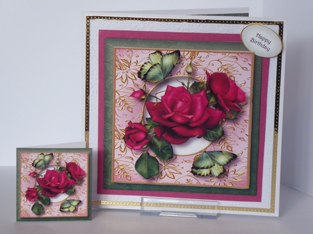 Square Gilded Frame - Celebration Roses by Kathleen Peace