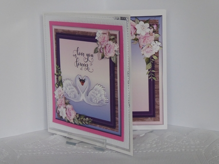 SWANS WITH PINK ROSES by Kathleen Peace
