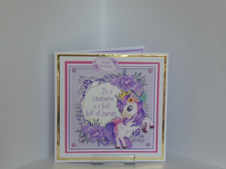 Beautiful Unicorn With Purple Flowers 8x8 Mini Kit by Kathleen Peace