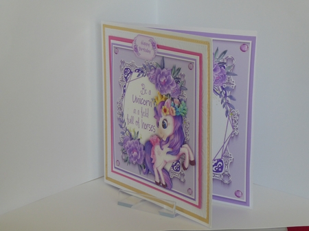 Beautiful Unicorn With Purple Flowers 8x8 Mini Kit by Kathleen Peace