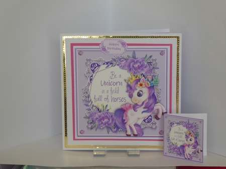 Beautiful Unicorn With Purple Flowers 8x8 Mini Kit by Kathleen Peace