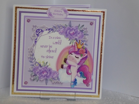 Beautiful Unicorn With Purple Flowers 2 8x8 Mini Kit by Kathleen Peace