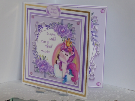 Beautiful Unicorn With Purple Flowers 2 8x8 Mini Kit by Kathleen Peace