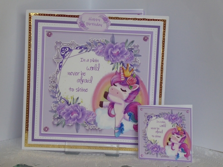 Beautiful Unicorn With Purple Flowers 2 8x8 Mini Kit by Kathleen Peace