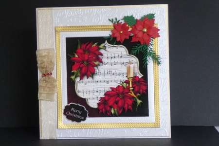 Red Poinsettias & Christmas Candle by Kathleen Peace