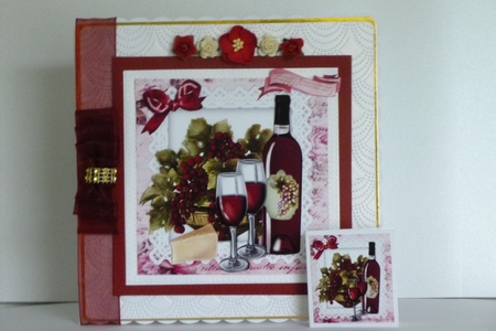 Red Wine, Grapes & Cheese on Lace 8x8 Mini Kit by Kathleen Peace