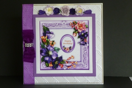 Clematis & Roses 6" x 6" Card Topper, Decoupage & Greetings by Kathleen Peace
