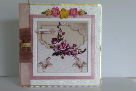 Rose 7.5x7.5 card with decoupage by Kathleen Peace