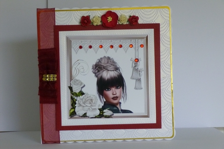 White Roses & Delicate Beauty Card Topper  by Kathleen Peace