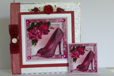 Beautiful Deep Pink Shoe & Roses 8x8 by Kathleen Peace