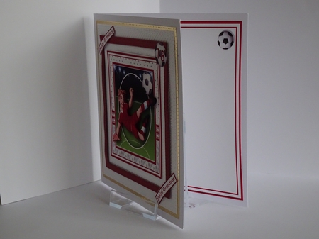 FOOTBALL STRIKER 7.5 Red Soccer Decoupage Ages & Insert  by Kathleen Peace