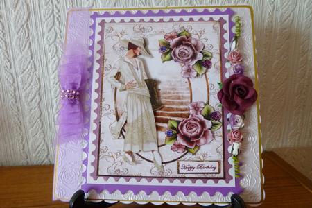 Lady Out Walking Card with Decoupage by Kathleen Peace