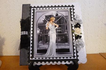 Lady Watching, Card Front with Decoupage by Kathleen Peace