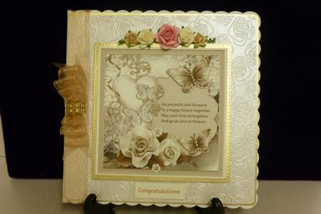 Romantic Hearts and Rose 7x7 Card with Decoupage by Kathleen Peace