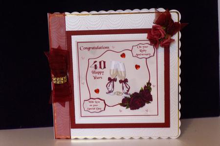 Ruby Wedding Anniversary Card with Champagne & Red Roses by Kathleen Peace