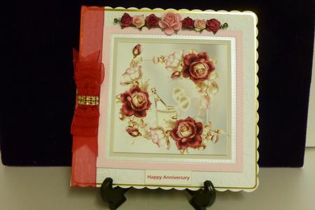 Anniversary Rose 7x7 Card with Decoupage by Kathleen Peace