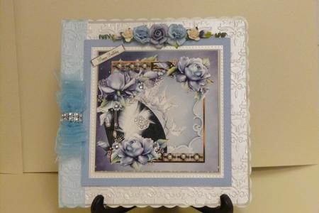 Blue Roses with Blue Background by Kathleen Peace