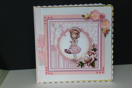 Girl with Basket of Flowers Square Card Front by Kathleen Peace