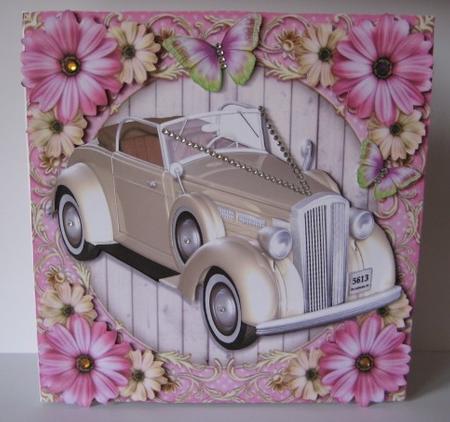 Beautiful Cream Wedding Car 8x8 Mini Kit by Kathryn Shevill