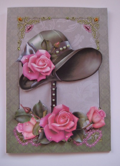 Downton Hat Roses & Beads Quick Card by Kathryn Shevill